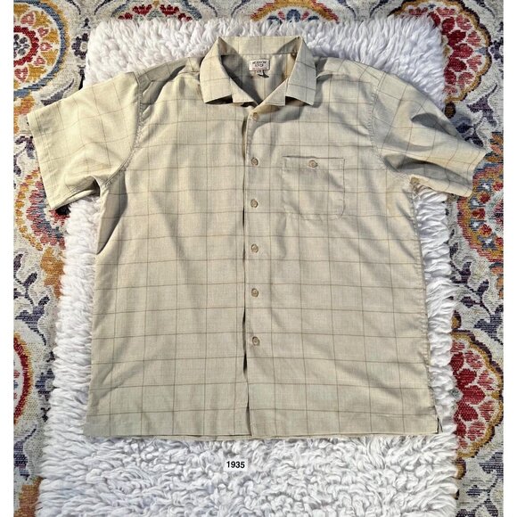 Hudson River Shirt Mens XL Beige Check Pocket Collared Short Sleeve Button-Up - Picture 1 of 7